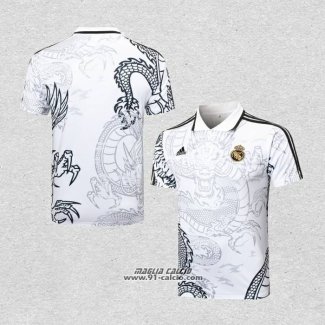 Maglia Polo Real Madrid Dragon 2024-2025 Bianco