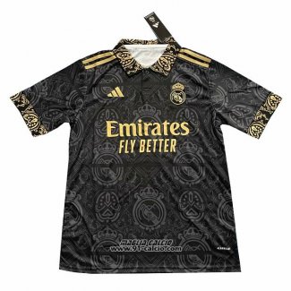 Maglia Real Madrid Dragon 2024-2025 Nero Oro Thailandia