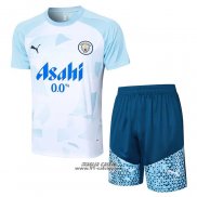 Tuta da Track Manchester City Manica Corta 2024-2025 Blu - Pantaloncini