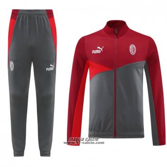 Tuta da Track Giacca Milan 2024-2025 Rosso Grigio