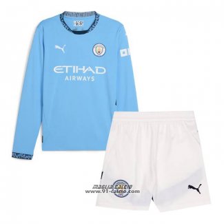 Prima Maglia Manchester City Bambino Manica Lunga 2024-2025