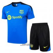 Tuta da Track Barcellona Manica Corta 2024-2025 Blu - Pantaloncini