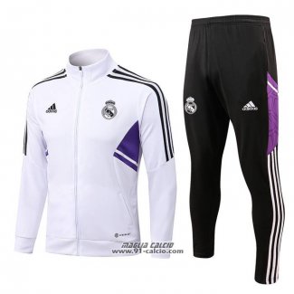 Tuta da Track Giacca Real Madrid 2022-2023 Bianco e Purpura