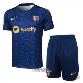 Tuta da Track Barcellona Manica Corta 2024-2025 Blu - Pantaloncini