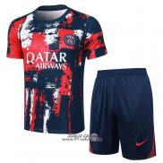 Tuta da Track Paris Saint-Germain Jordan Manica Corta 2024-2025 Blu e Rosso - Pantaloncini